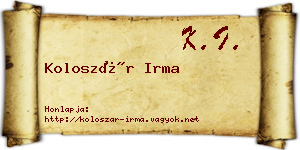 Koloszár Irma névjegykártya