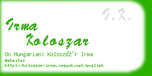 irma koloszar business card